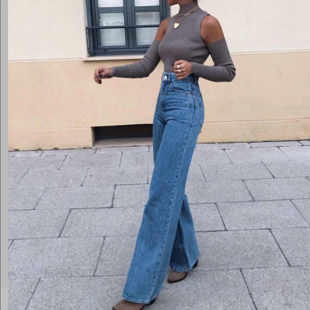Zara hi-rise wide leg jeans